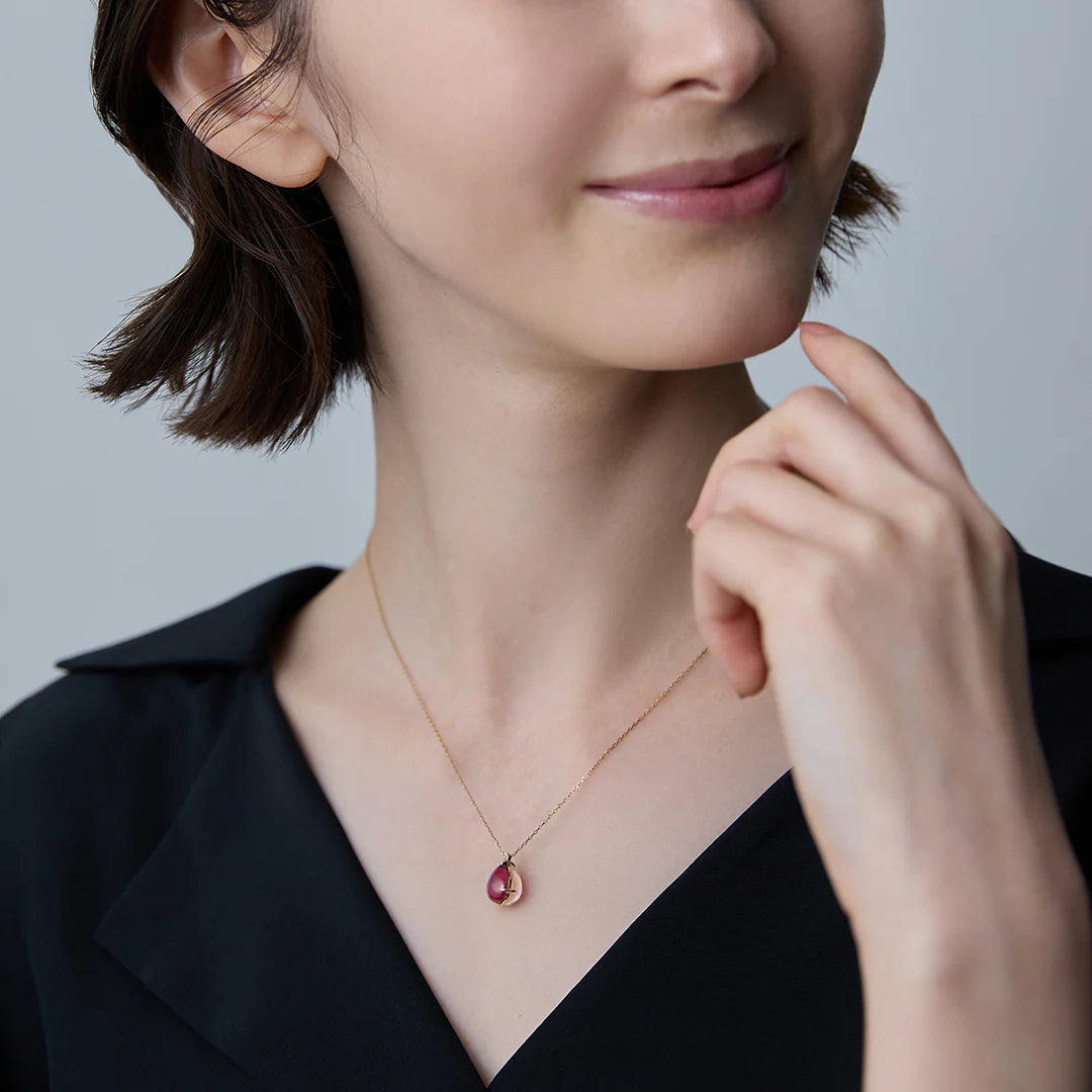 Day and Night (Shizuku) 墜飾 玫瑰石榴石X白水晶