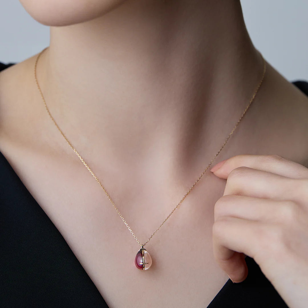 Day and Night (Shizuku) 墜飾 玫瑰石榴石X白水晶