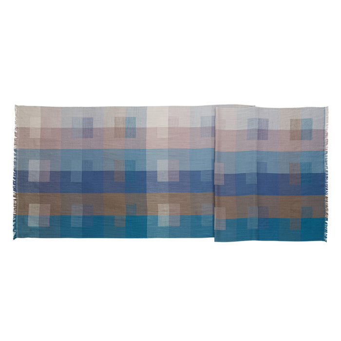 棋盤格紋絲質圍巾