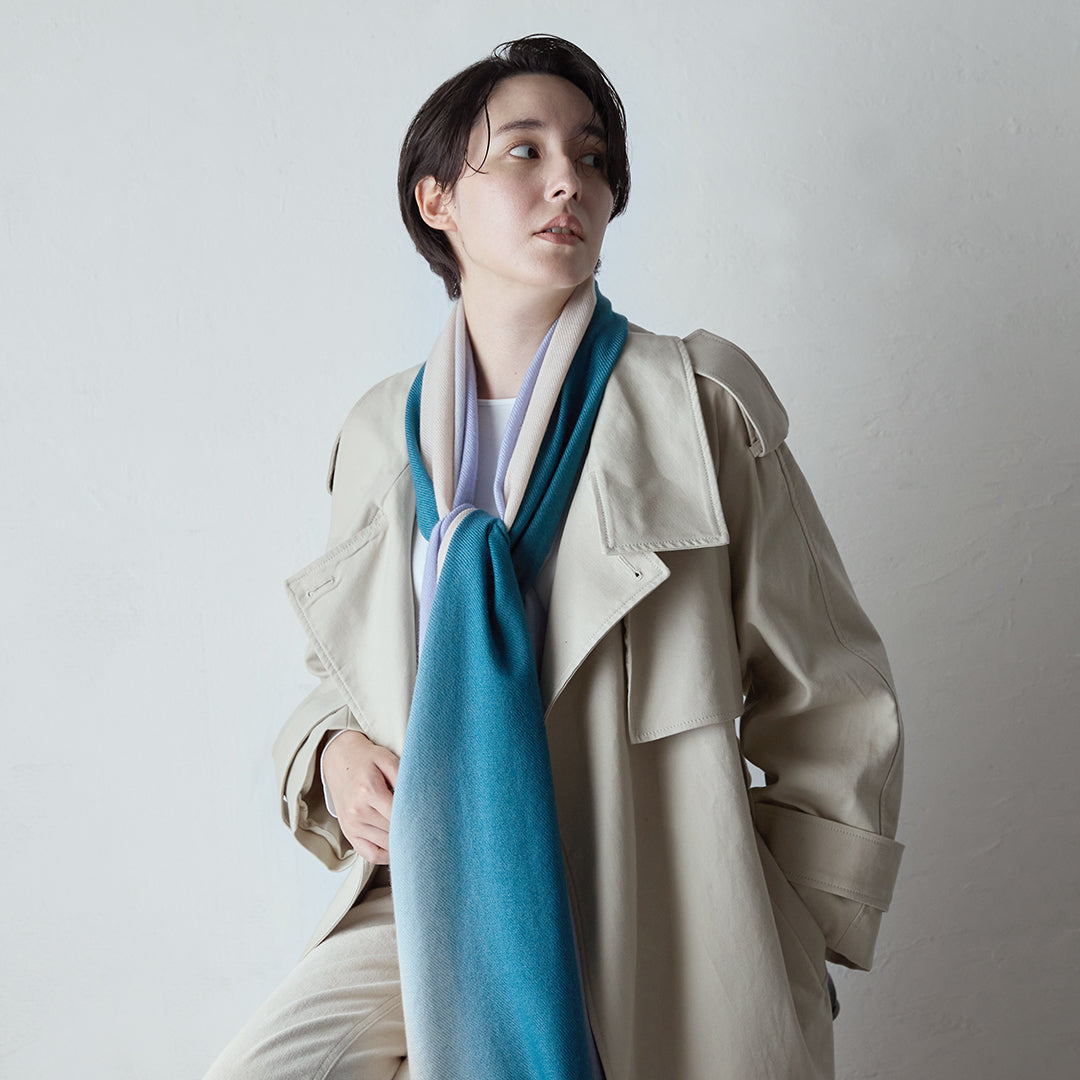 三色喀什米爾圍巾