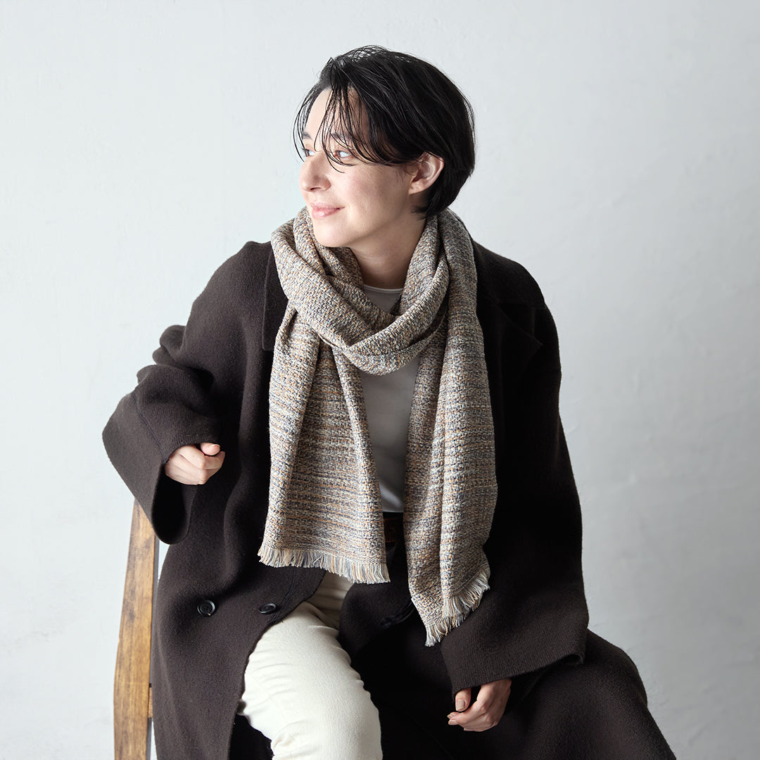 8色編撚羊毛圍巾