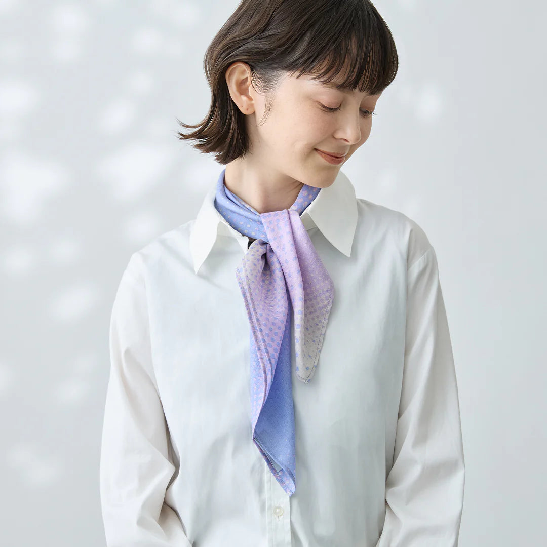 疊色絲質領巾 -雨音-