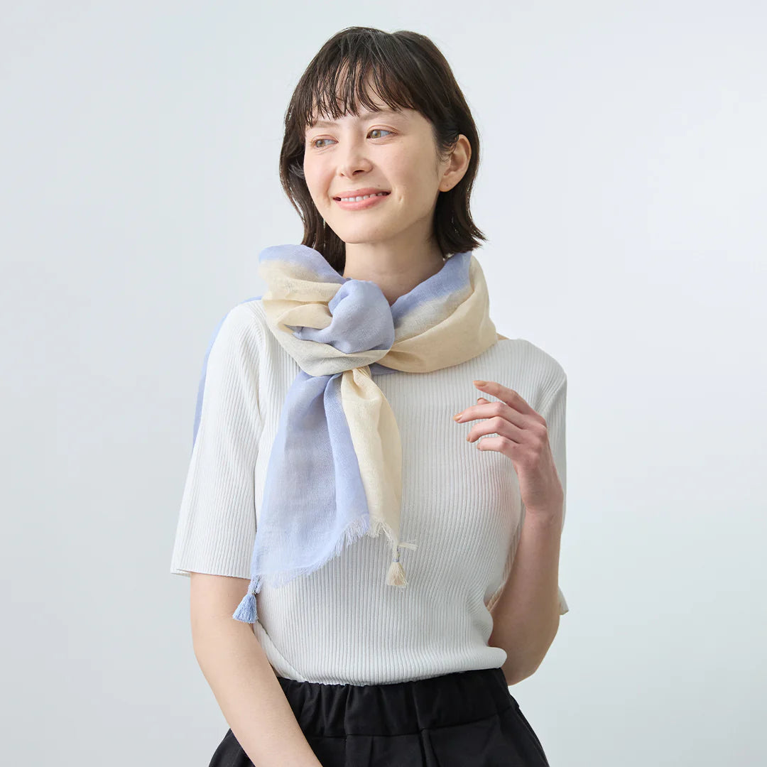 亞麻流蘇球圍巾